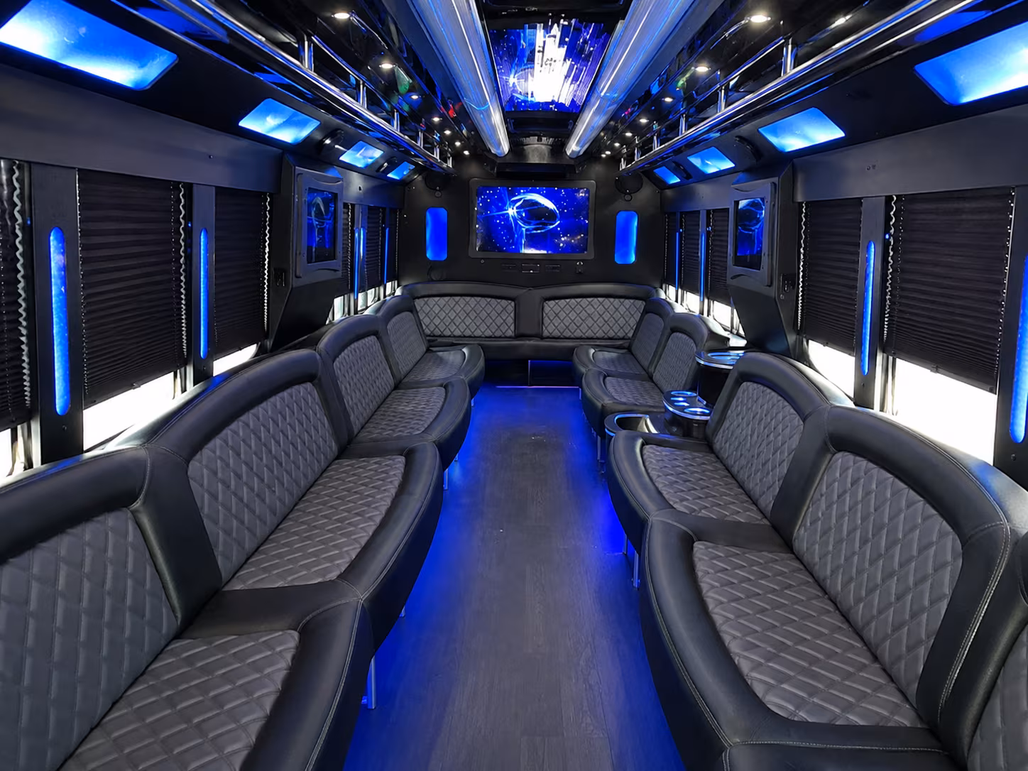 Wichita Sporting Event Transportation party bus interior